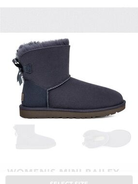 UGG Women's Short Bailey Bow Boot - Charcoal ( MINI BAILEY BOW II)